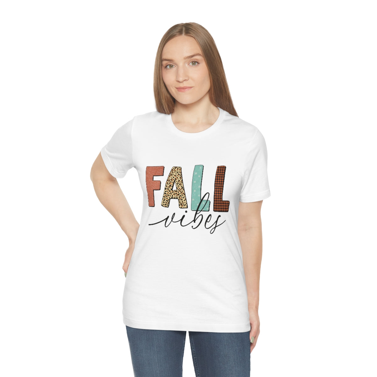 Fall Vibes with Leopard, Polka Dot and Plaid Print Unisex Jersey Short Sleeve Tee S-3XL