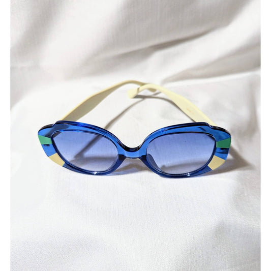 Mimi Blue Retro Vintage Style Butterfly Sunglasses with Blue Lenses UV Protection