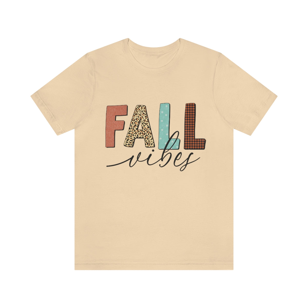 Fall Vibes with Leopard, Polka Dot and Plaid Print Unisex Jersey Short Sleeve Tee S-3XL