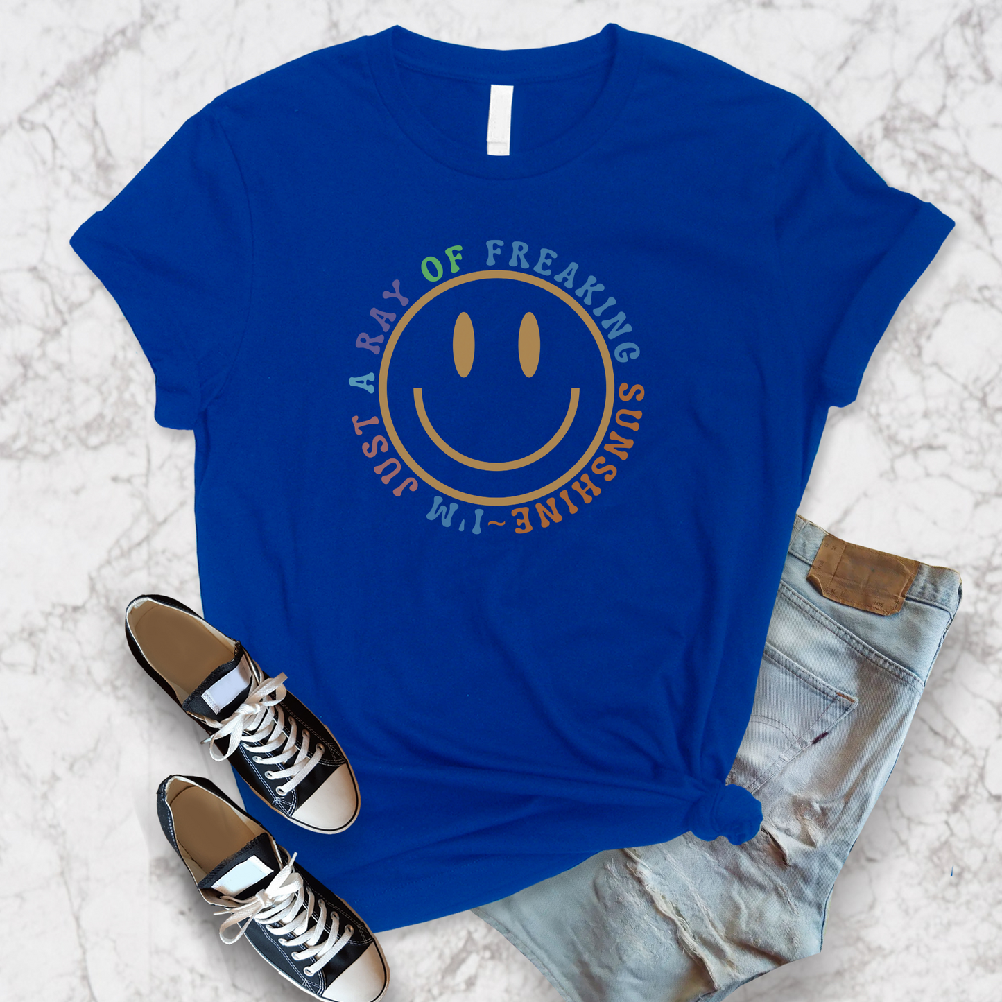 Happy Face I'm Just a Ray of Freaking Sunshine Retro Unisex Jersey Short Sleeve Tee Small-3XL