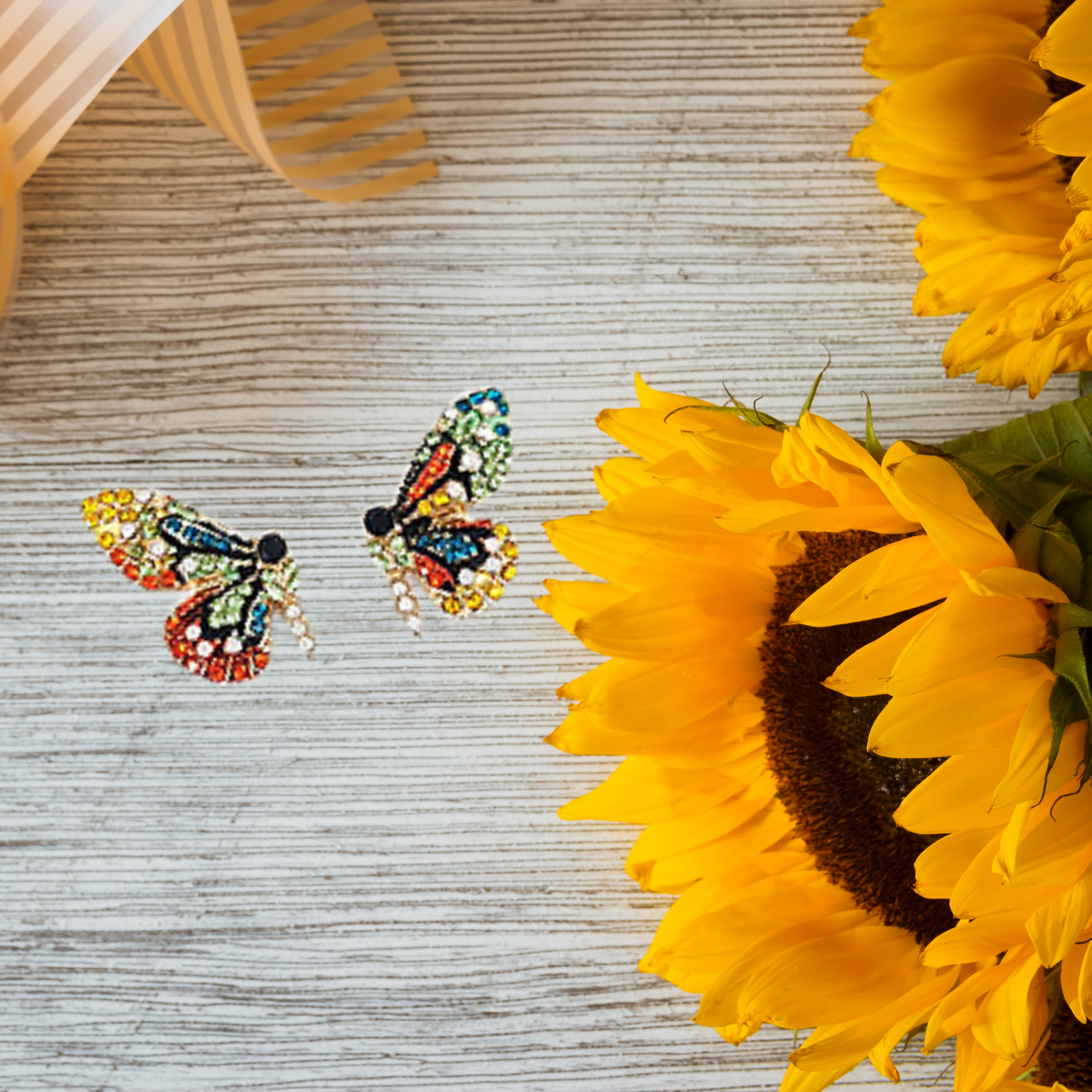 Butterfly Earrings with Colorful Crystals