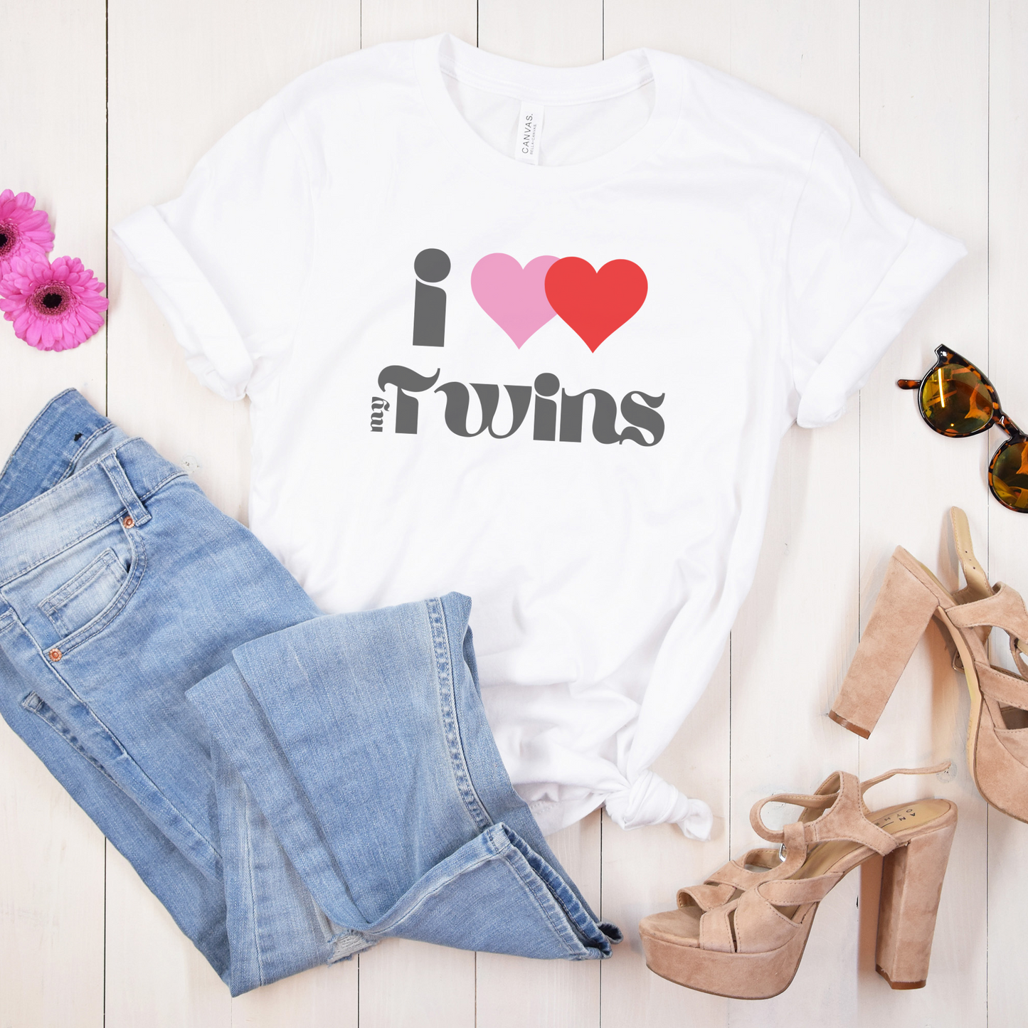 I Heart (Love) My Twins Unisex Jersey Short Sleeve Tee S-3XL