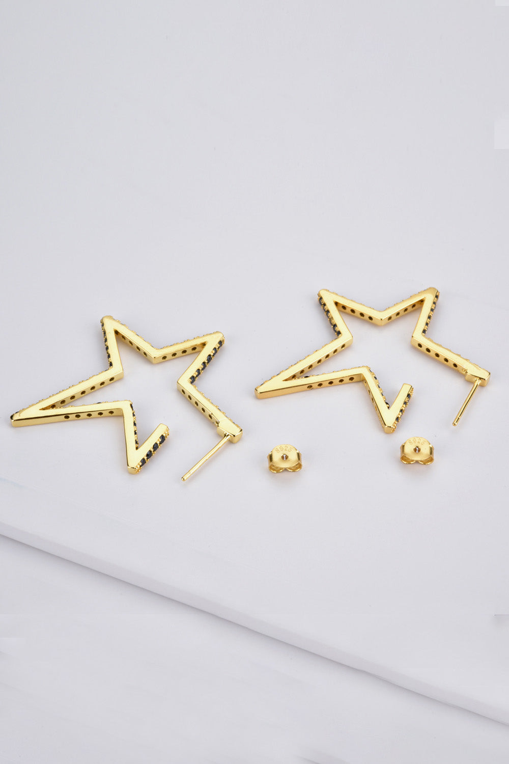 Star Gold Plated Zircon Earrings