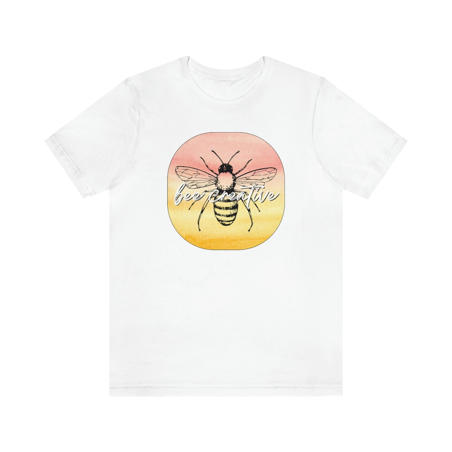 Bee Creative Orange Yellow Ombre Watercolor Background Makers Artists Crafters Unisex Jersey Short Sleeve Tee Small-3XL