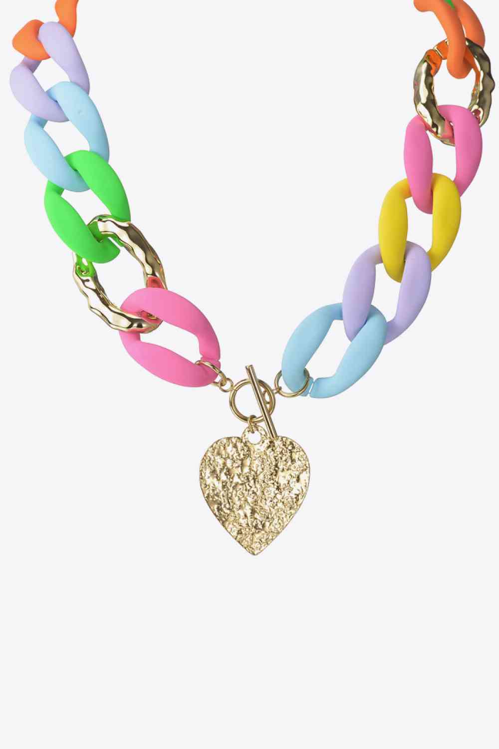 Multicolored Stainless Steel Heart Pendant Necklace