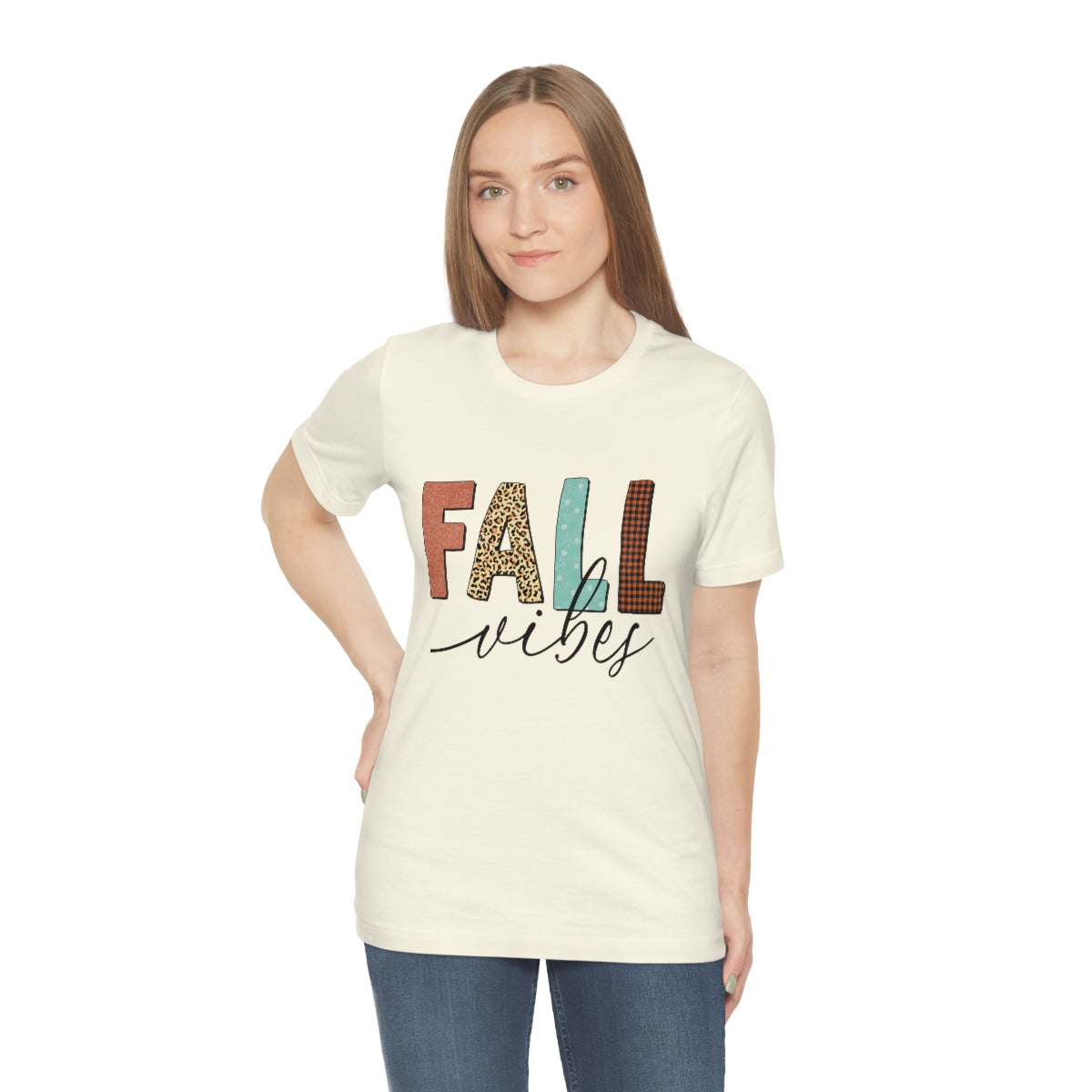 Fall Vibes with Leopard, Polka Dot and Plaid Print Unisex Jersey Short Sleeve Tee S-3XL