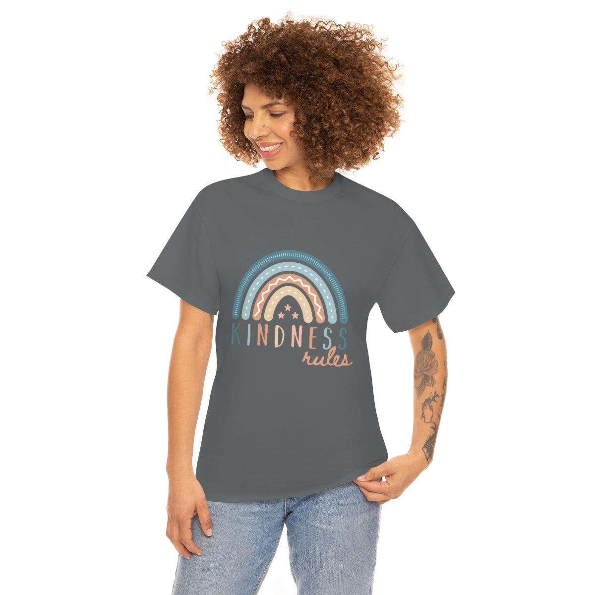 KINDNESS RULES Rainbow Unisex Heavy Cotton Tee S-5XL