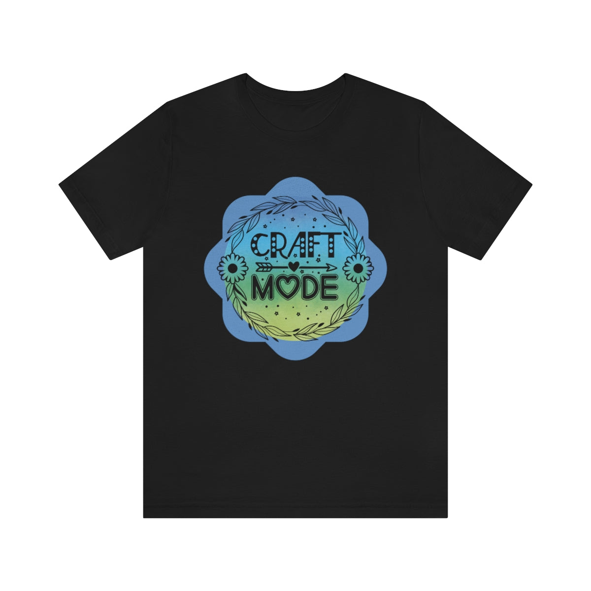 Craft Mode Blue Doodle Flower Unisex Jersey Short Sleeve Tee S-3XL