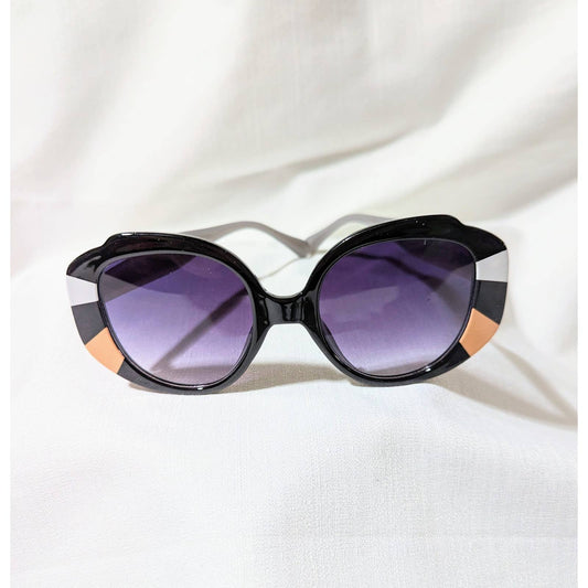 Mimi Black Oversized Butterfly Retro Style Sunglasses Stripes