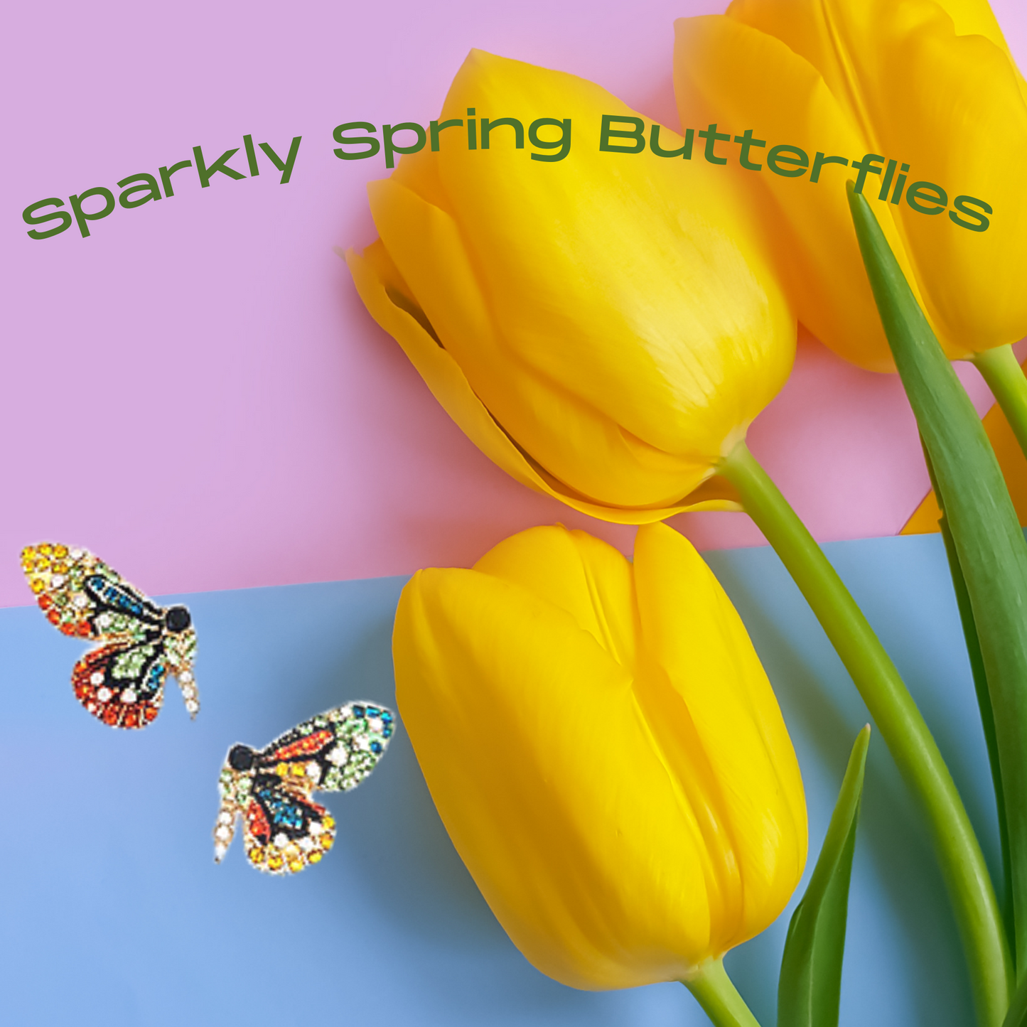Butterfly Earrings with Colorful Crystals