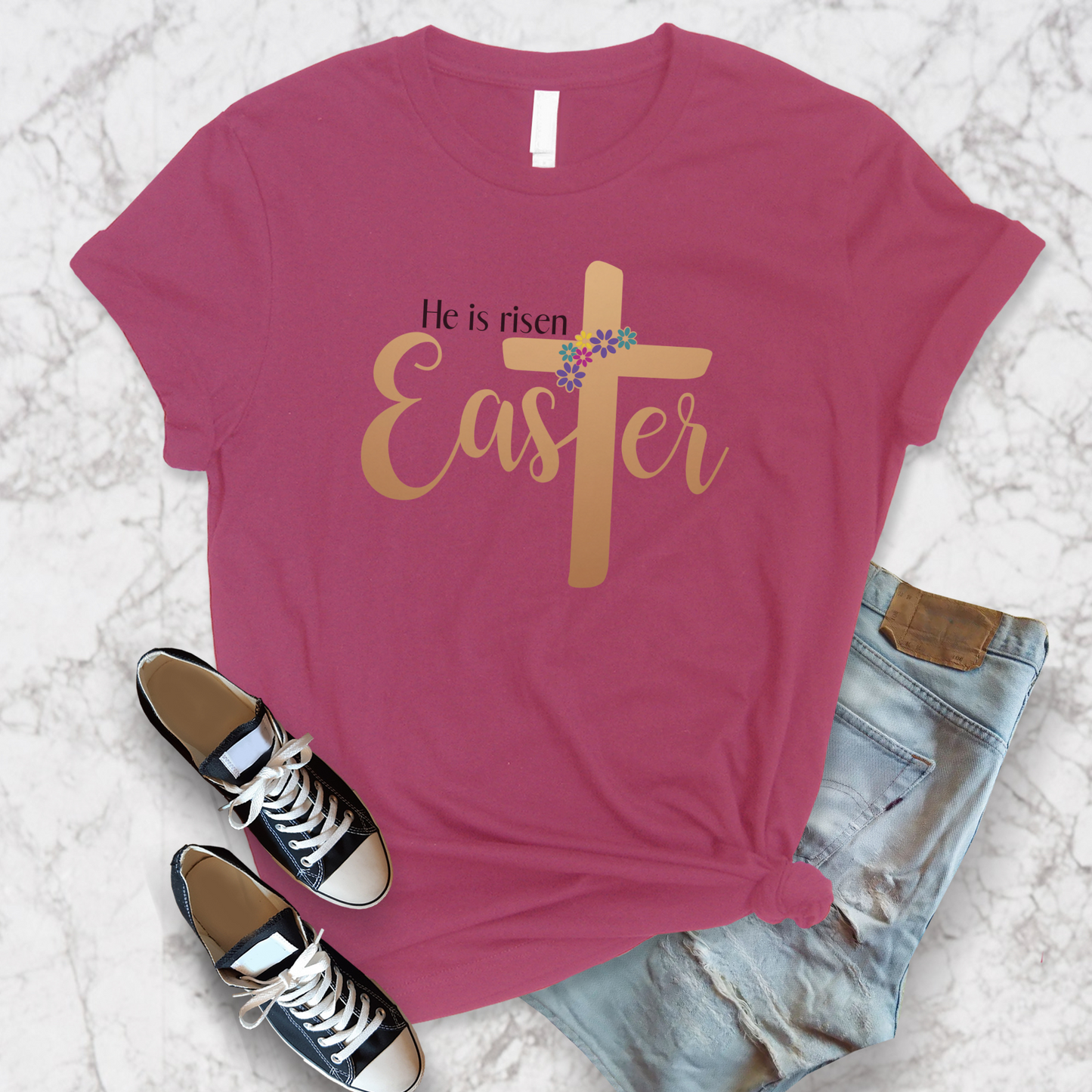 He is Risen Easter Spring Unisex Jersey Short Sleeve Tee Small-3XL