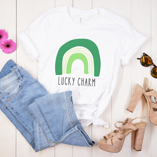 Lucky Charm Green Boho Rainbow St. Patrick's Day Unisex Jersey Short Sleeve Tee Small-3XL