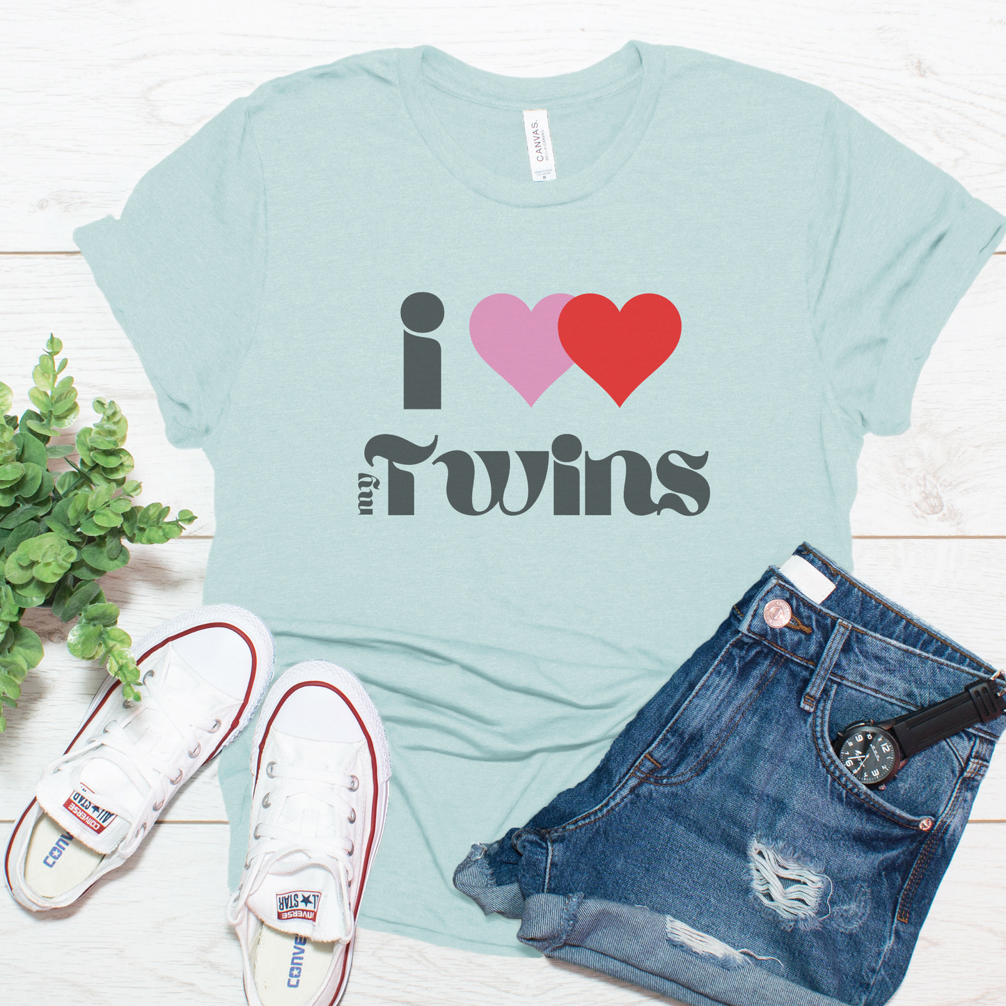 I Heart (Love) My Twins Unisex Jersey Short Sleeve Tee S-3XL