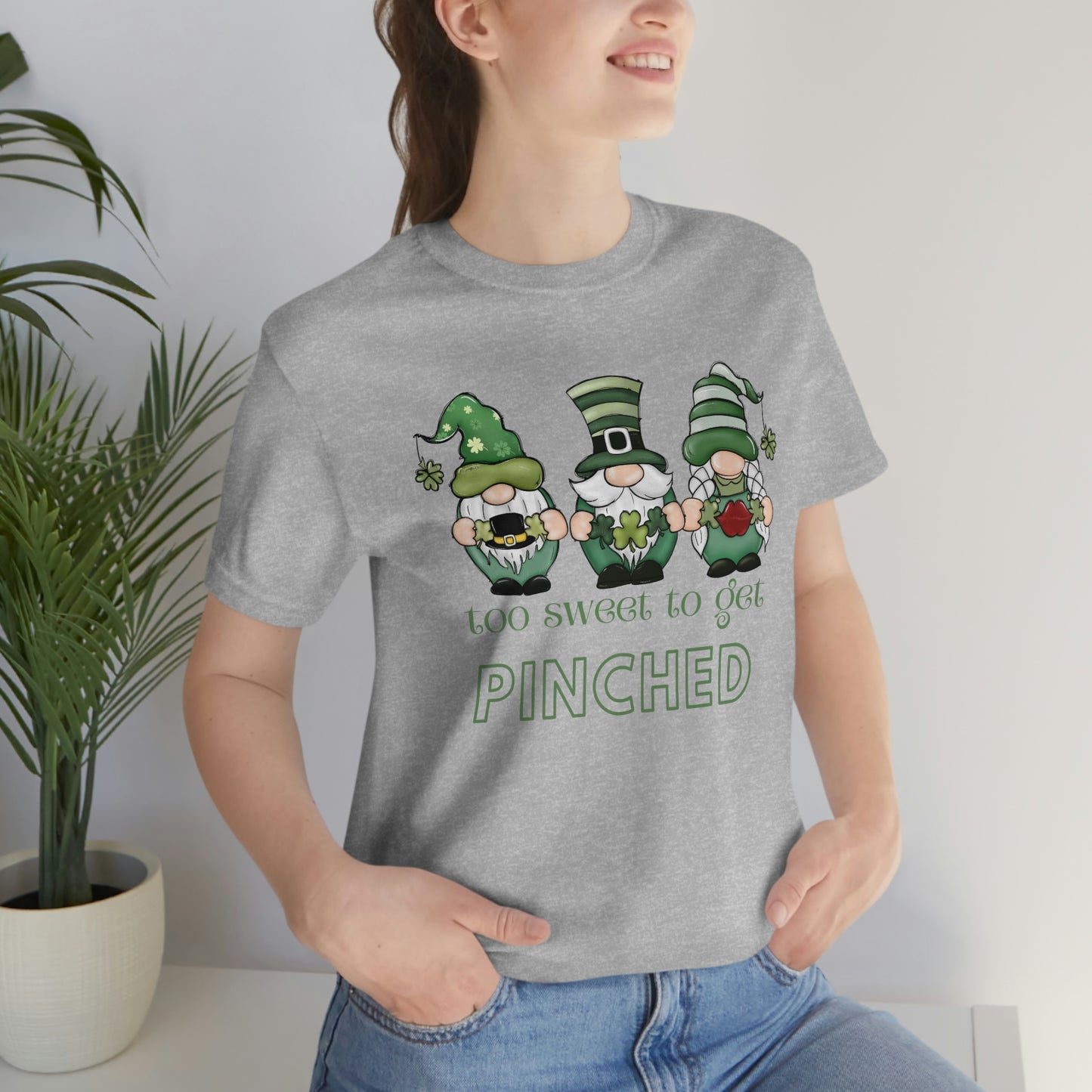 Too Sweet to Get Pinched St. Patrick's Day Gnome Unisex Jersey Short Sleeve Tee S-3XL