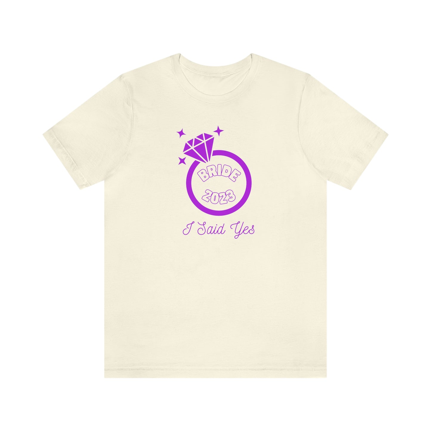 I Said Yes Bride 2023 Engagement Purple Diamond Ring Unisex Jersey Short Sleeve Tee Small-3XL