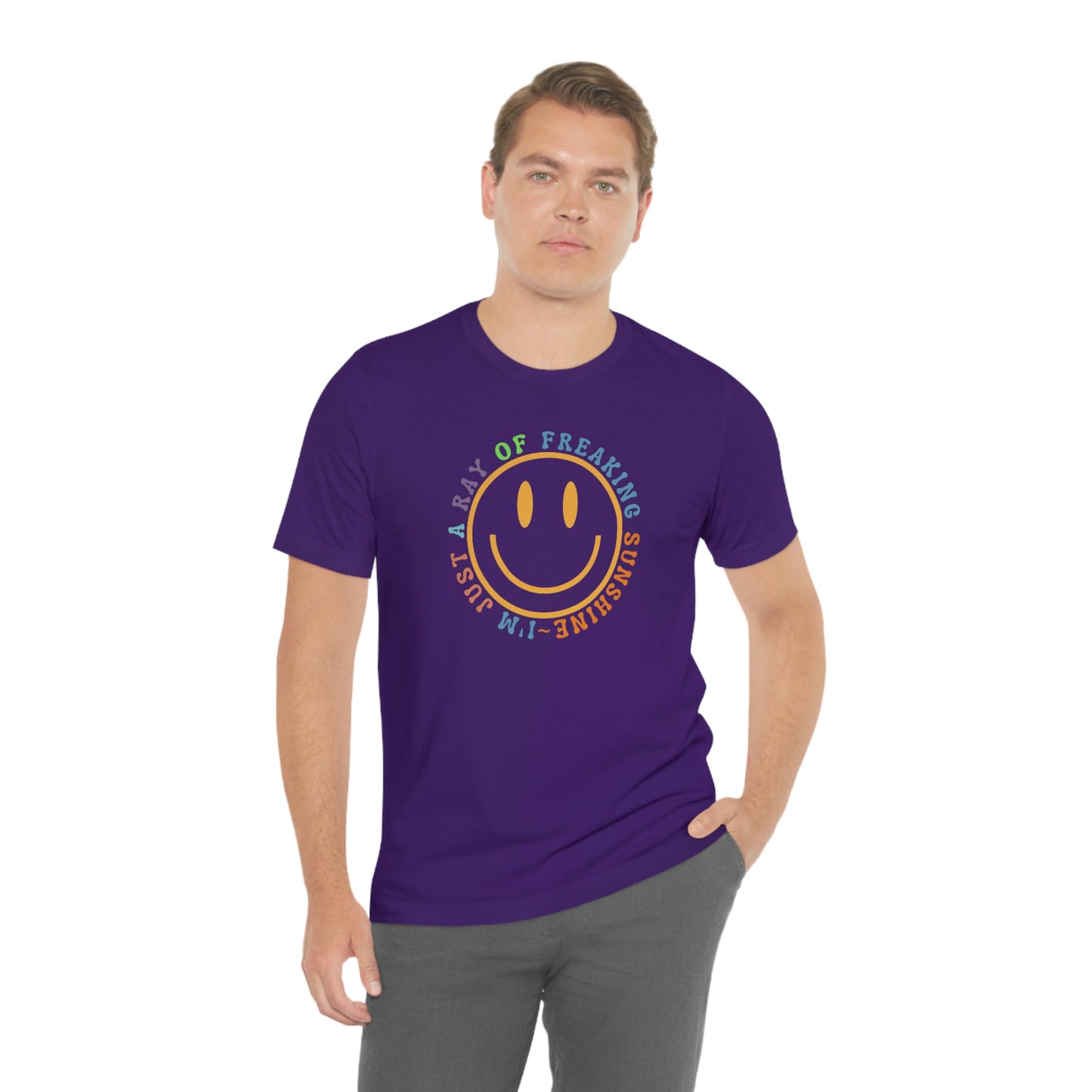 Happy Face I'm Just a Ray of Freaking Sunshine Retro Unisex Jersey Short Sleeve Tee Small-3XL