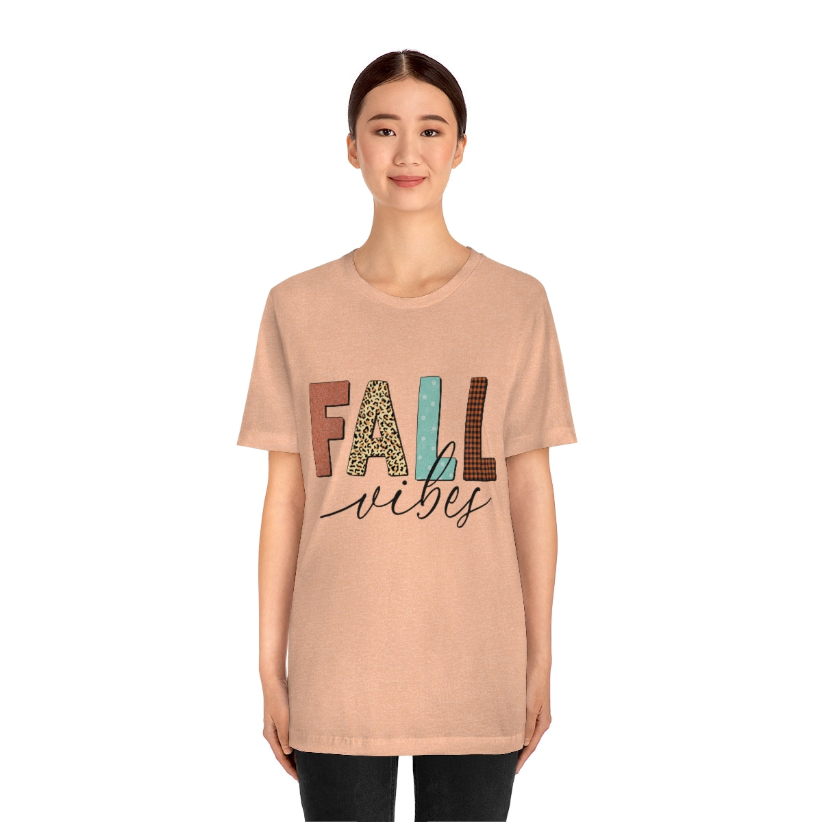 Fall Vibes with Leopard, Polka Dot and Plaid Print Unisex Jersey Short Sleeve Tee S-3XL