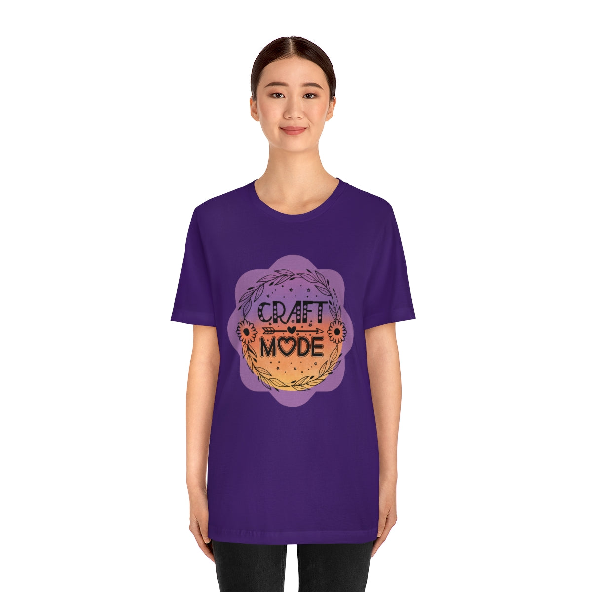 Craft Mode Purple Doodle Flower Unisex Jersey Short Sleeve Tee S-3XL