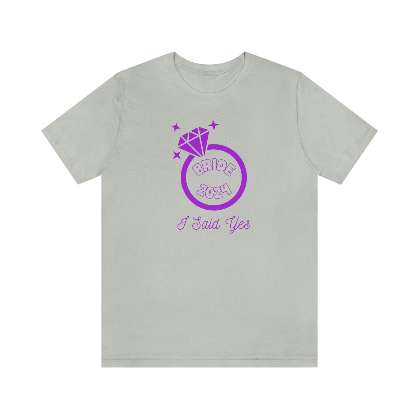 I Said Yes Bride 2024 Engagement Purple Diamond Ring Unisex Jersey Short Sleeve Tee Small-3XL