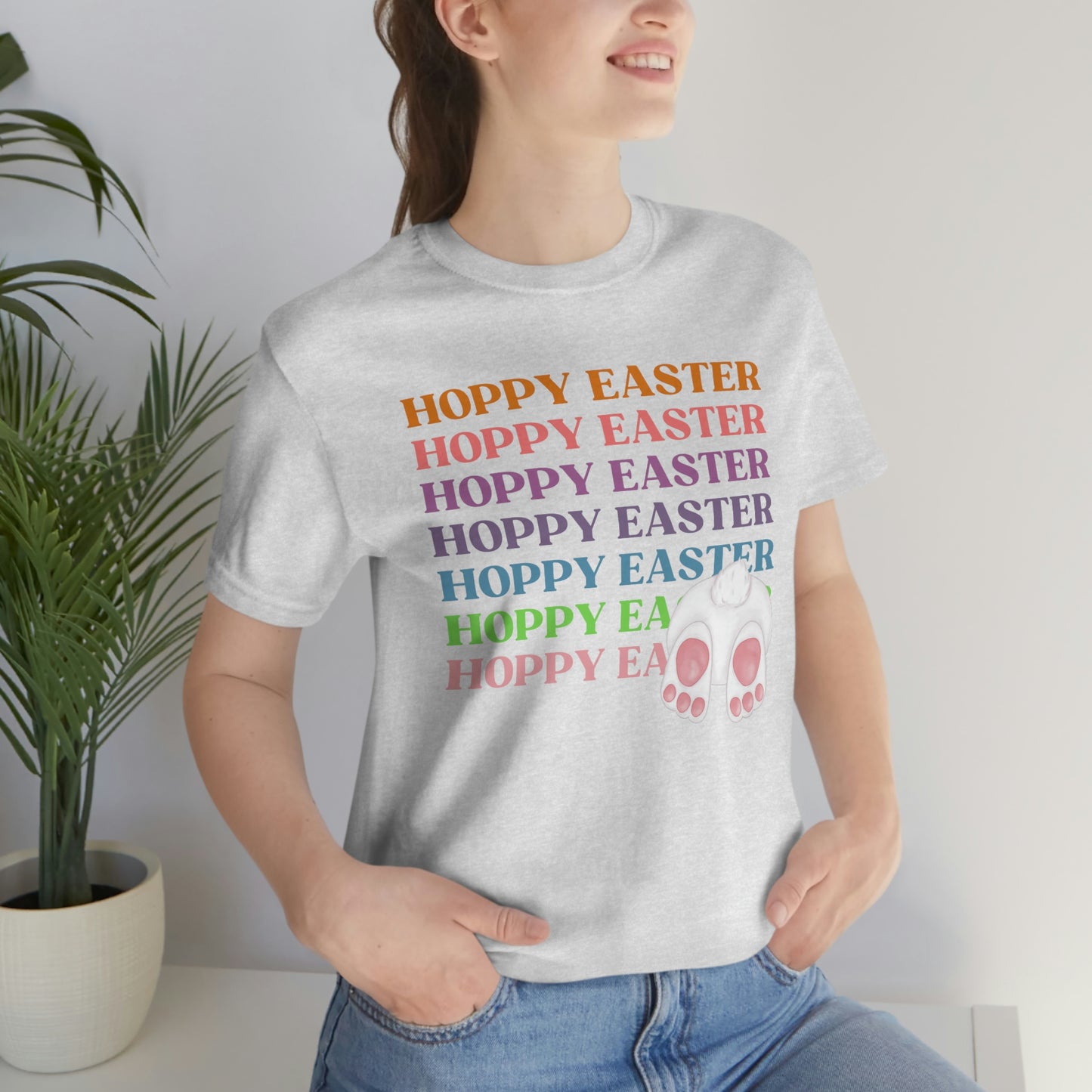 Hoppy Easter Bunny Rabbit Cotton Tail Unisex Jersey Short Sleeve Tee Small-3XL Happy Easter