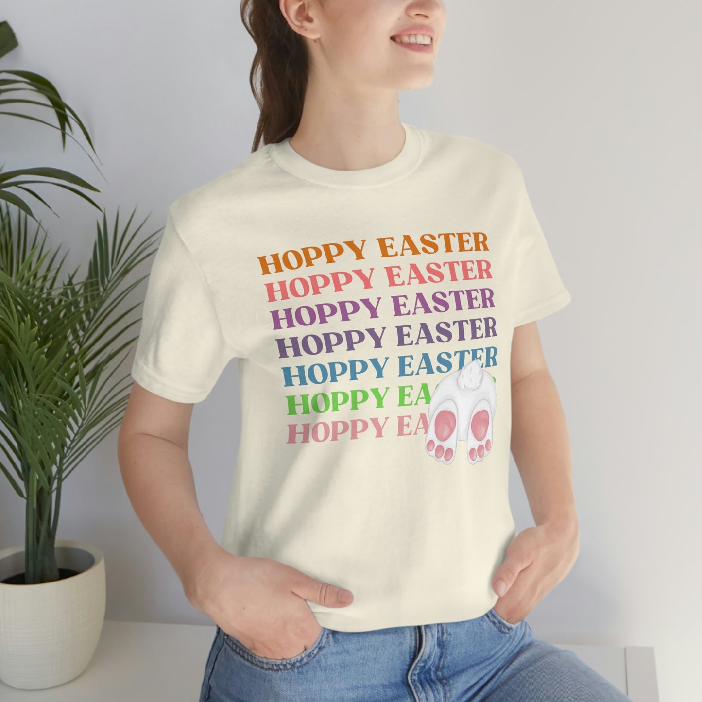 Hoppy Easter Bunny Rabbit Cotton Tail Unisex Jersey Short Sleeve Tee Small-3XL Happy Easter