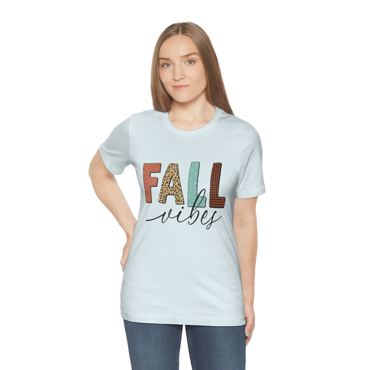 Fall Vibes with Leopard, Polka Dot and Plaid Print Unisex Jersey Short Sleeve Tee S-3XL