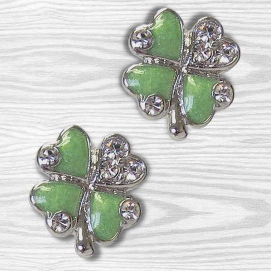 St. Patrick's Day Four Leaf Clover Sparkle Earrings