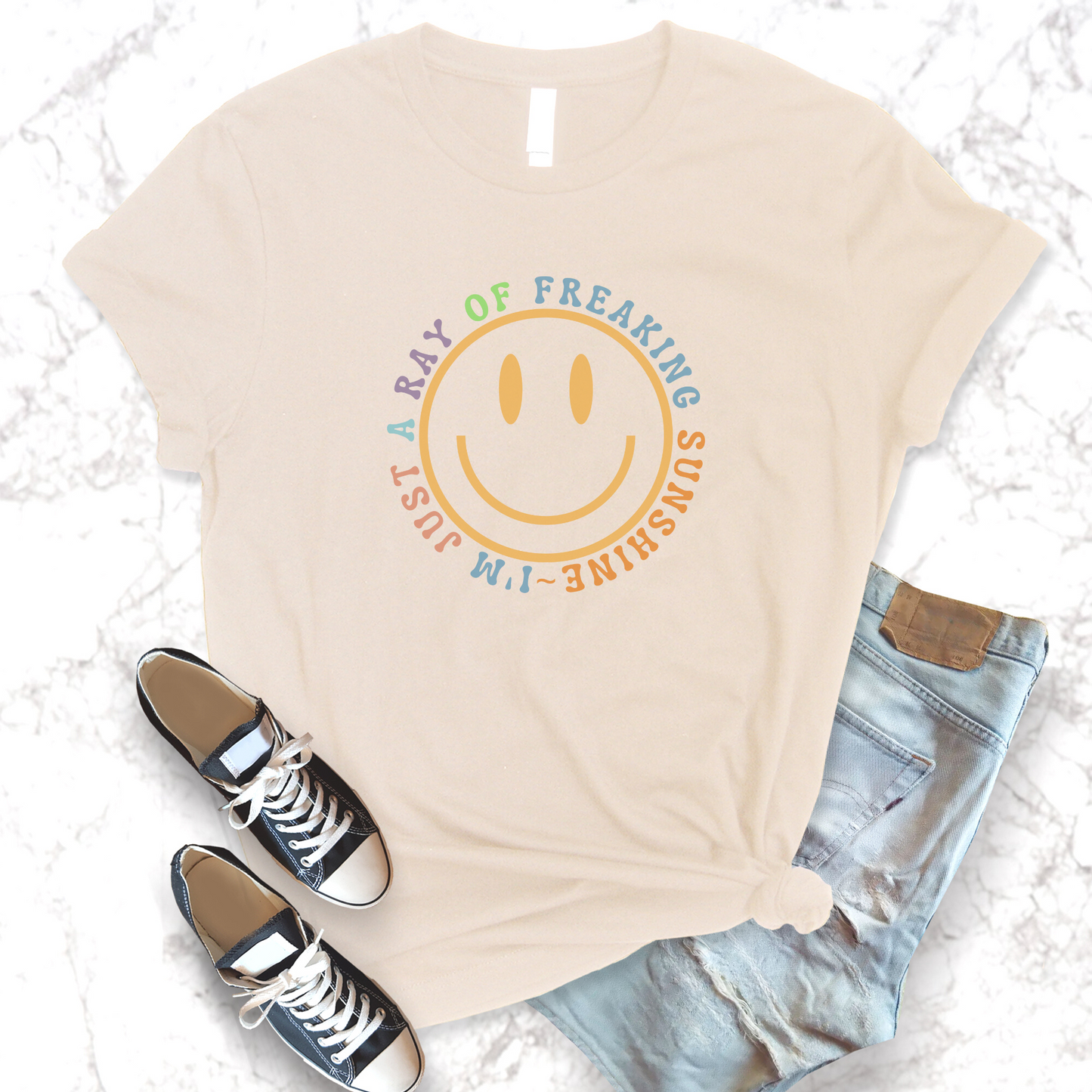 Happy Face I'm Just a Ray of Freaking Sunshine Retro Unisex Jersey Short Sleeve Tee Small-3XL