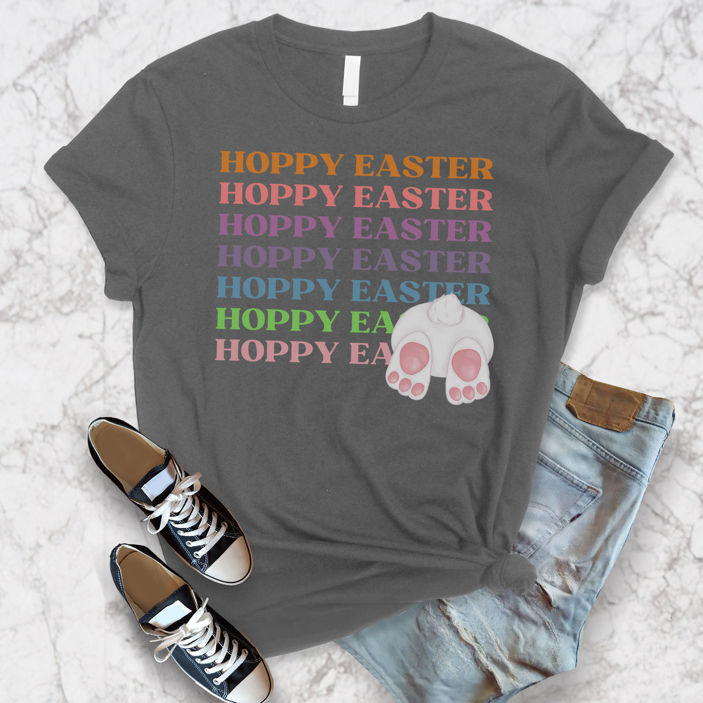 Hoppy Easter Bunny Rabbit Cotton Tail Unisex Jersey Short Sleeve Tee Small-3XL Happy Easter