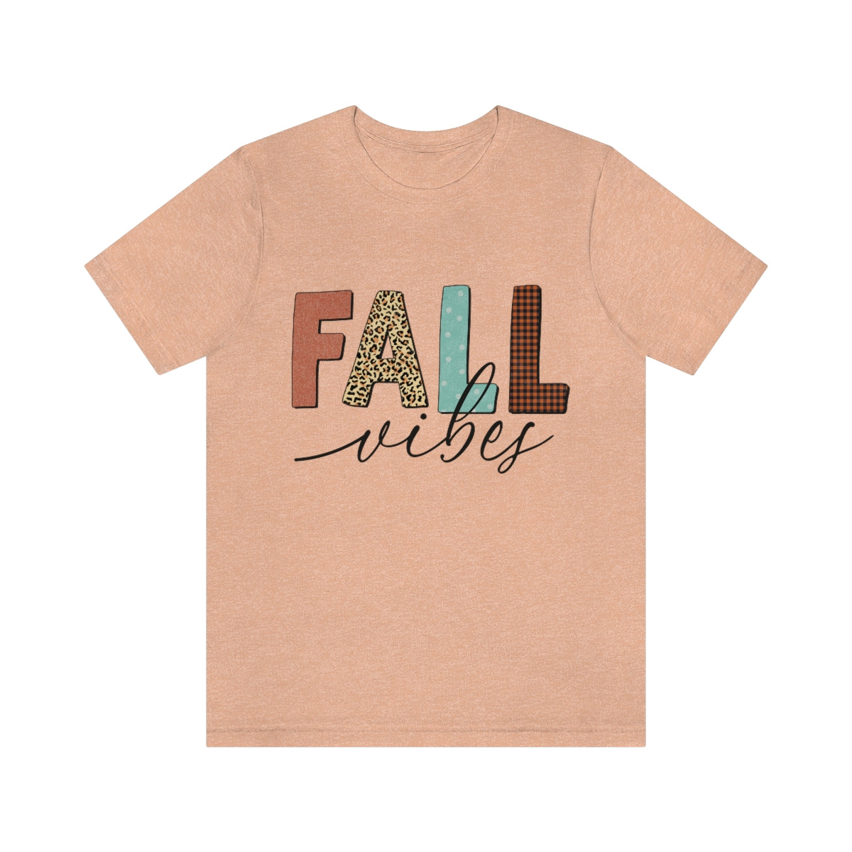 Fall Vibes with Leopard, Polka Dot and Plaid Print Unisex Jersey Short Sleeve Tee S-3XL