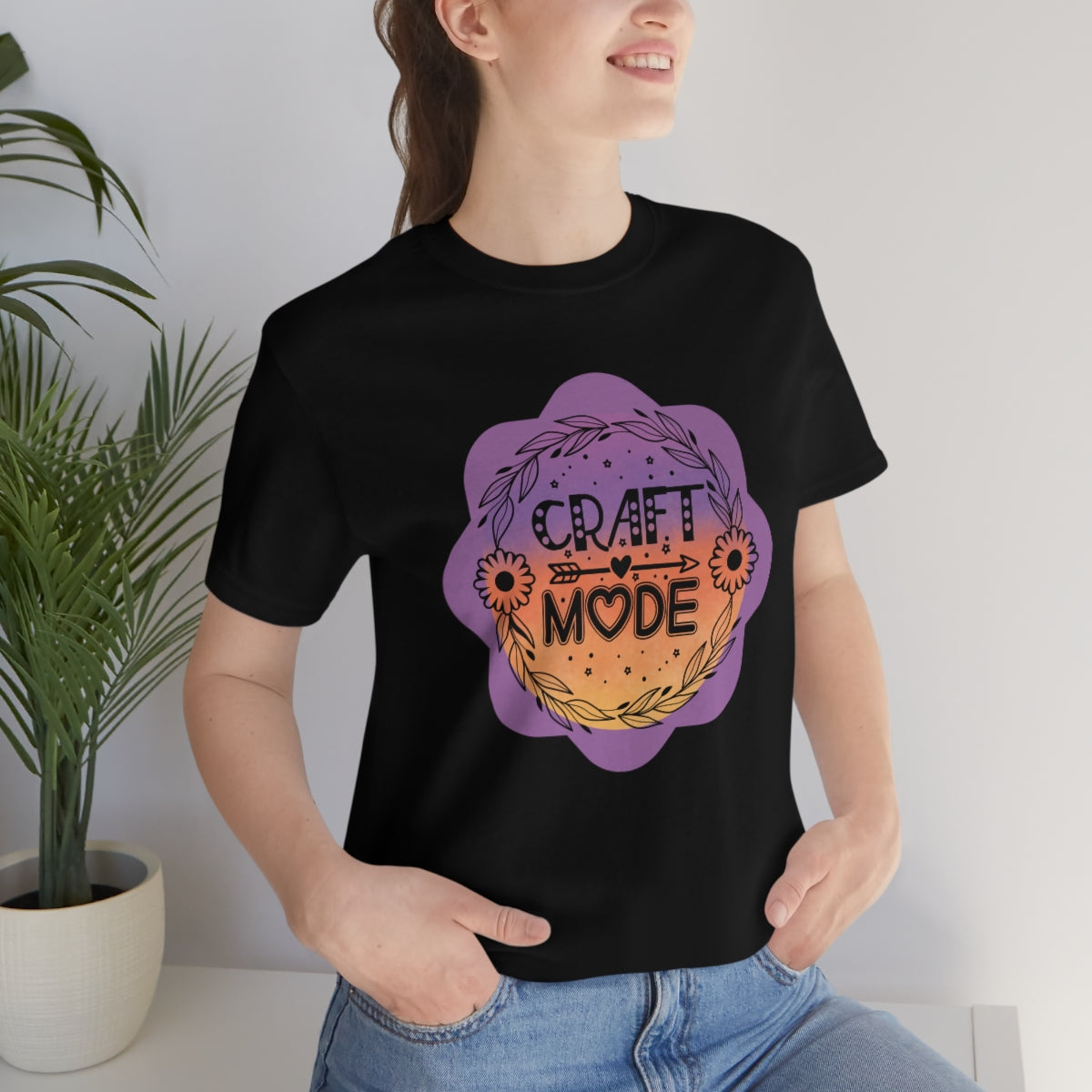 Craft Mode Purple Doodle Flower Unisex Jersey Short Sleeve Tee S-3XL