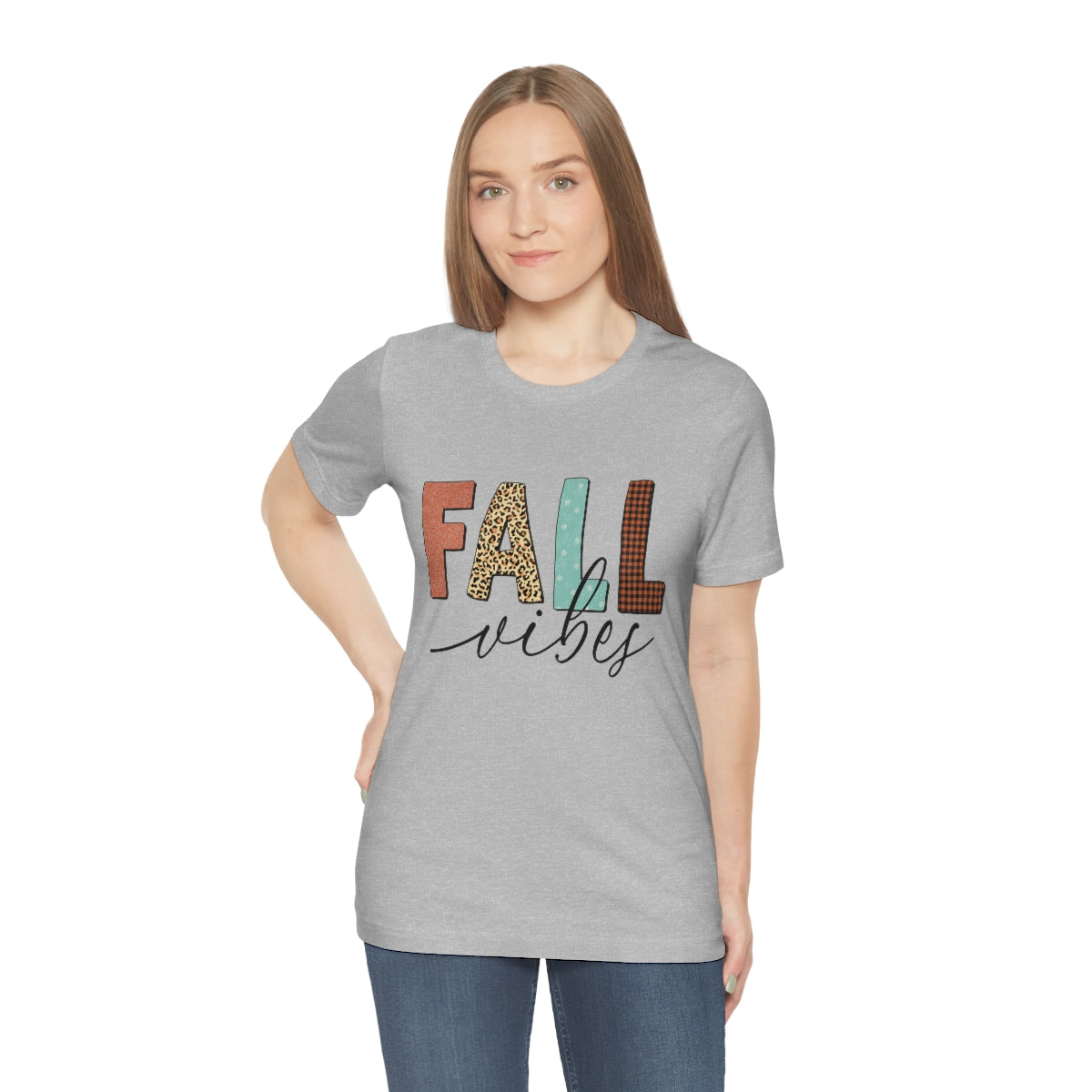 Fall Vibes with Leopard, Polka Dot and Plaid Print Unisex Jersey Short Sleeve Tee S-3XL