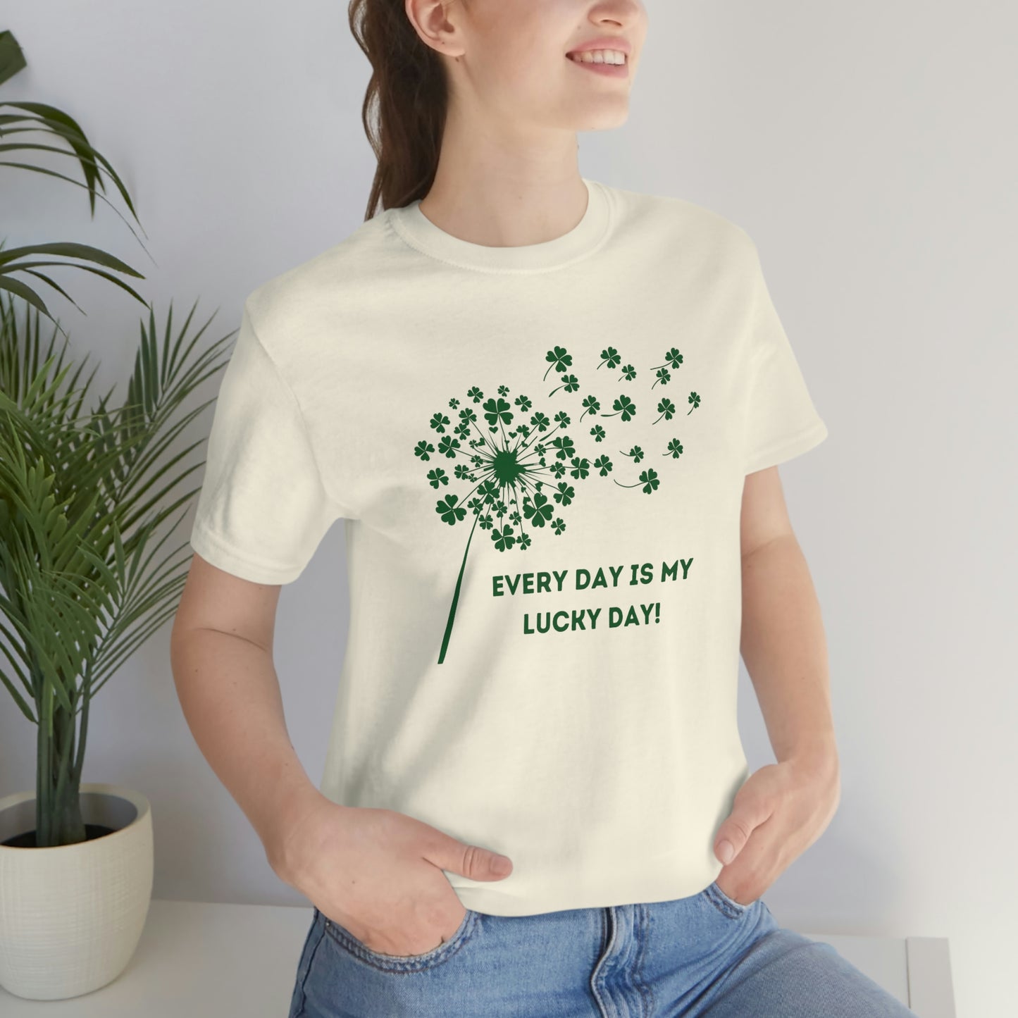 Every Day is My Lucky Day St. Patrick's Day Clover Dandelion Unisex Jersey Short Sleeve Tee S-3XL