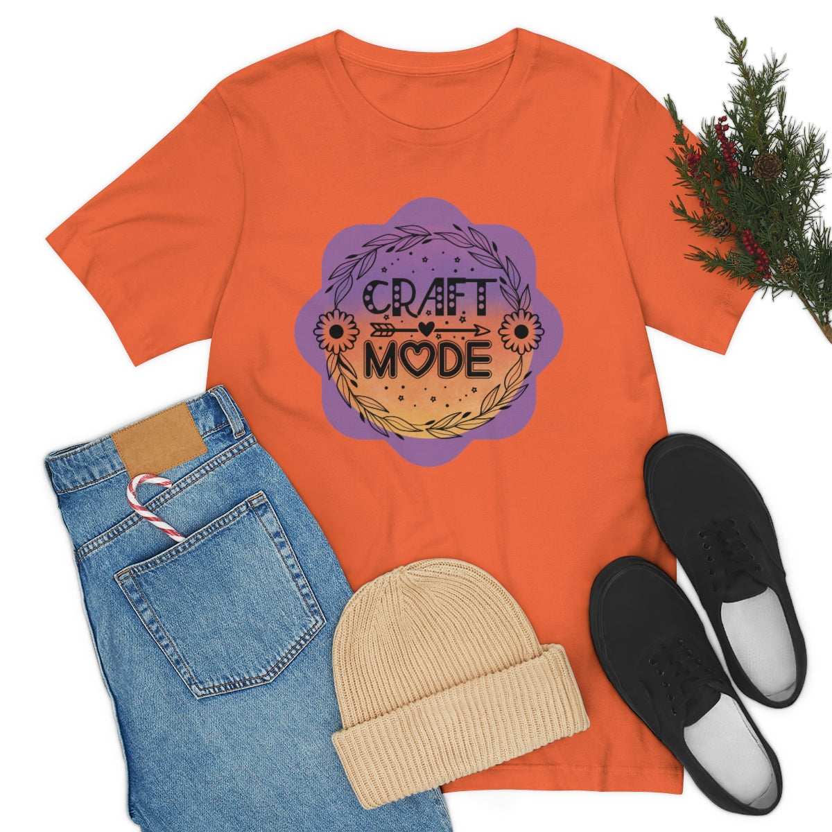 Craft Mode Purple Doodle Flower Unisex Jersey Short Sleeve Tee S-3XL