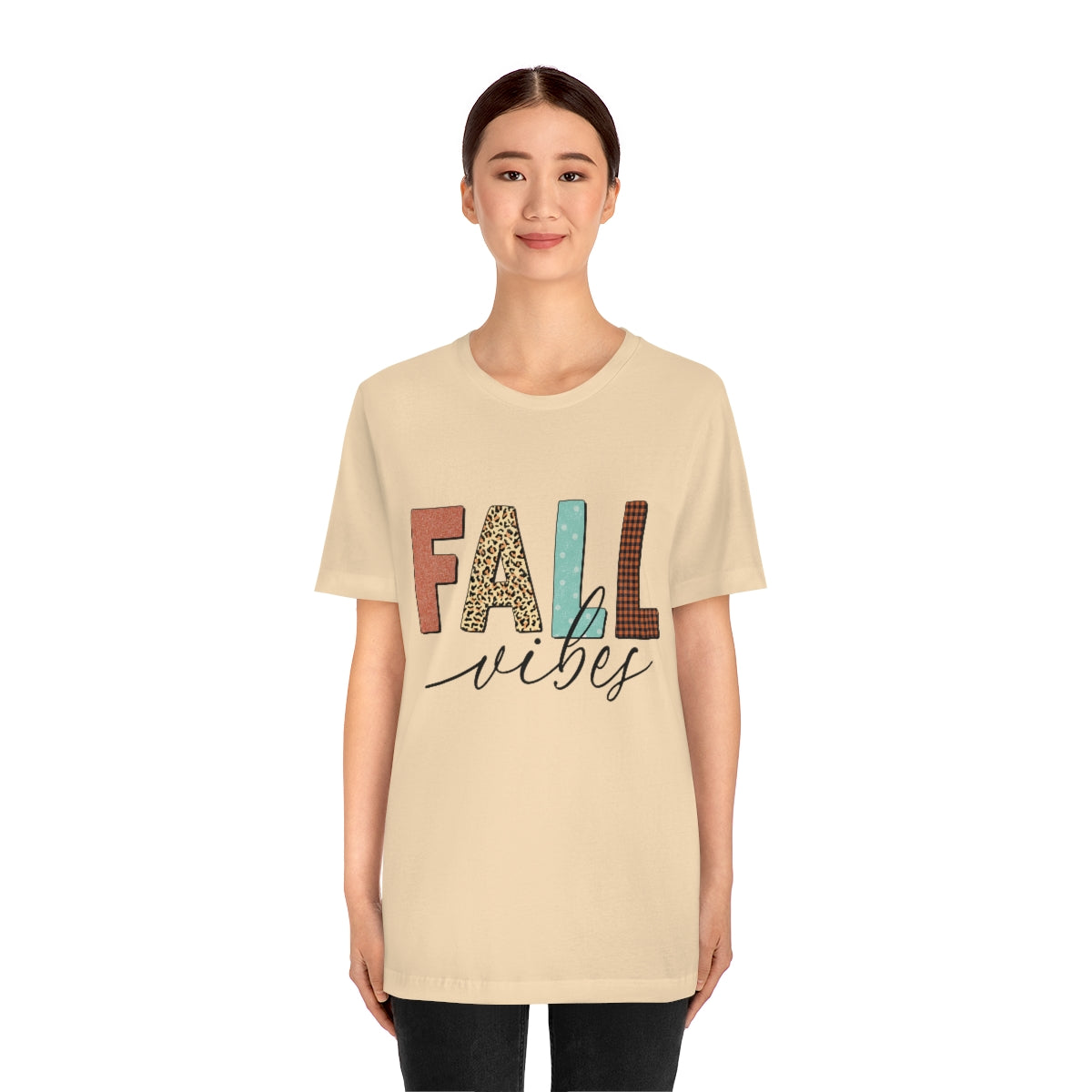 Fall Vibes with Leopard, Polka Dot and Plaid Print Unisex Jersey Short Sleeve Tee S-3XL