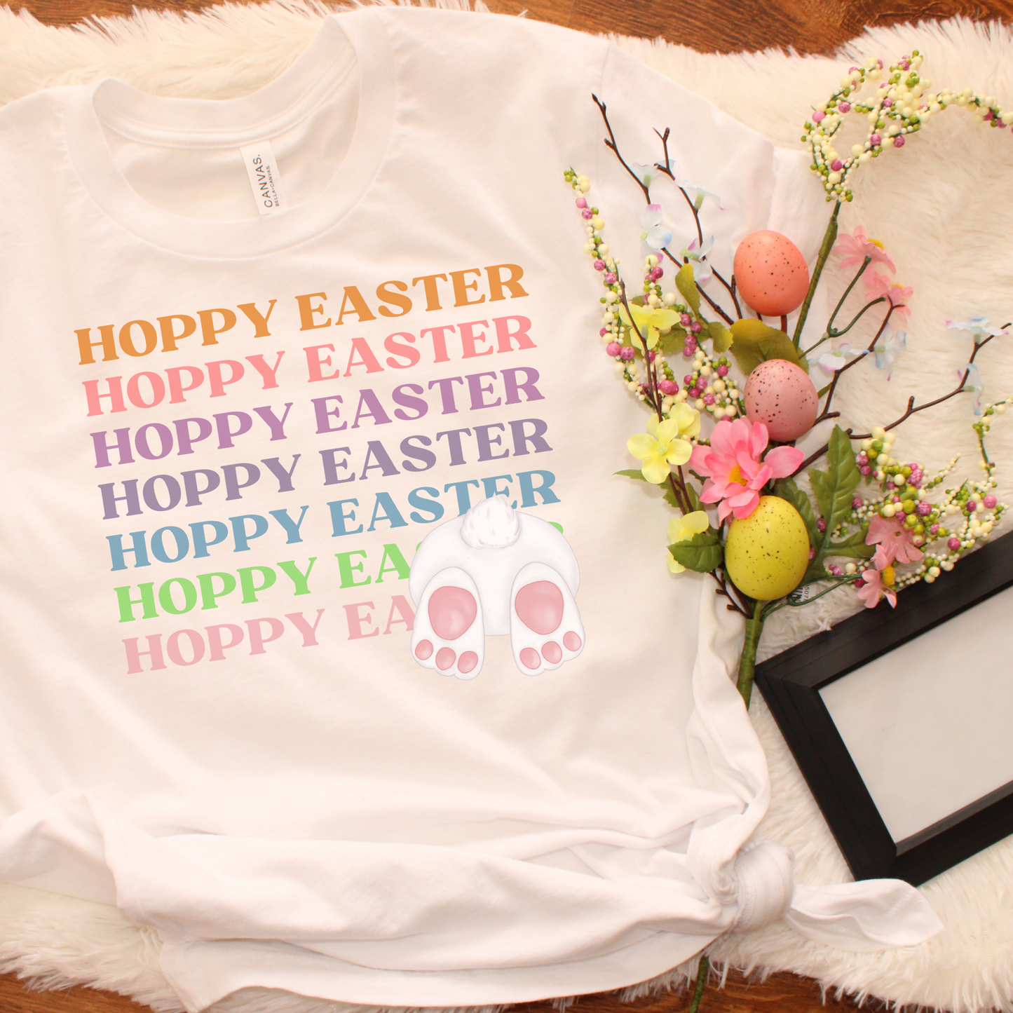 Hoppy Easter Bunny Rabbit Cotton Tail Unisex Jersey Short Sleeve Tee Small-3XL Happy Easter