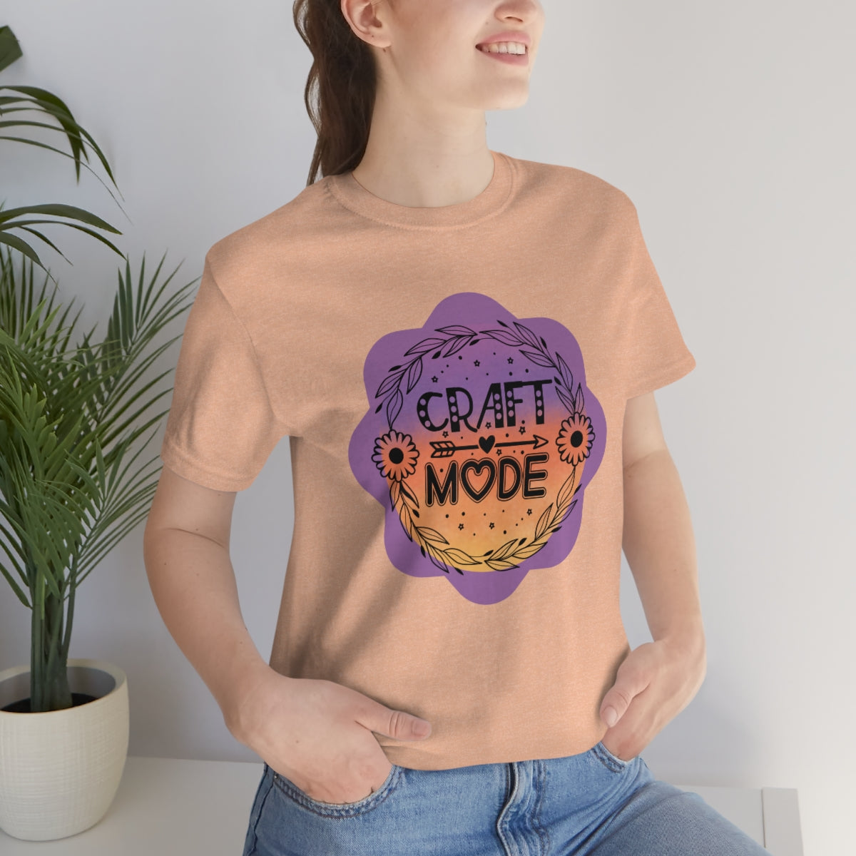 Craft Mode Purple Doodle Flower Unisex Jersey Short Sleeve Tee S-3XL