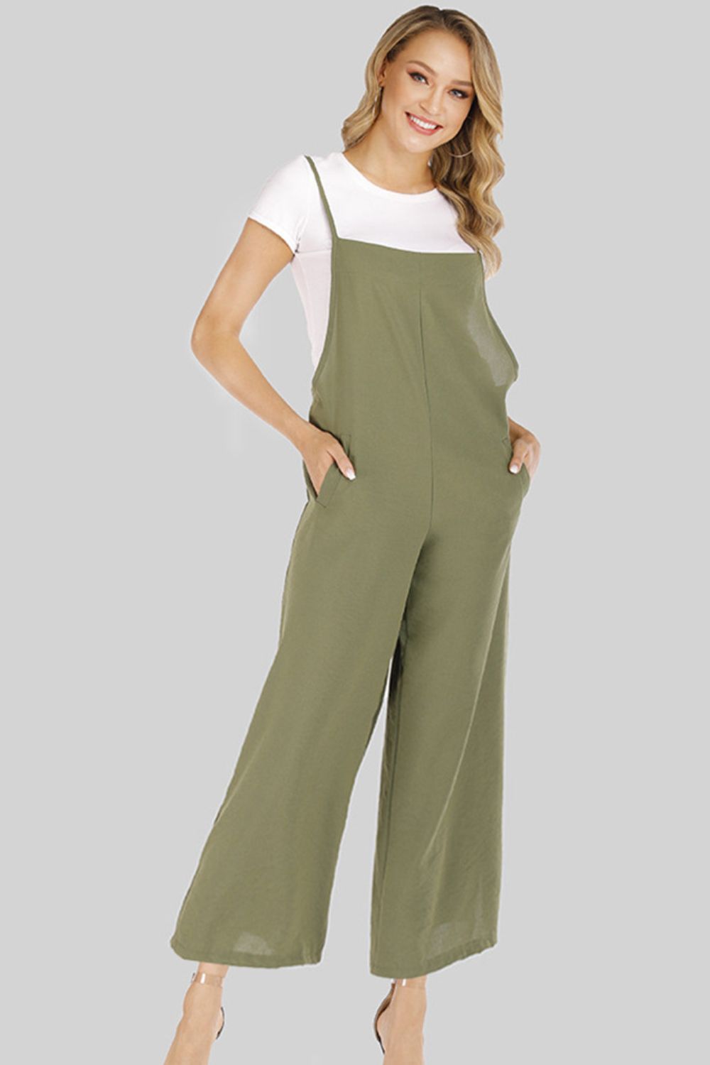 Ohai Cropped Wide Leg Overalls with Pockets S-5XL