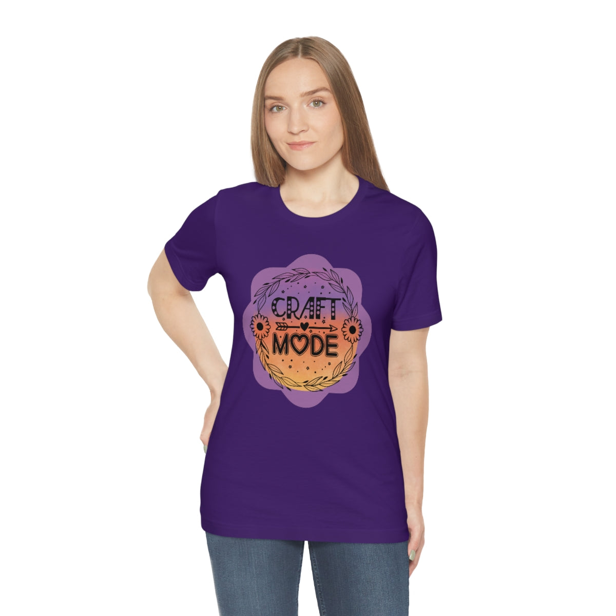 Craft Mode Purple Doodle Flower Unisex Jersey Short Sleeve Tee S-3XL