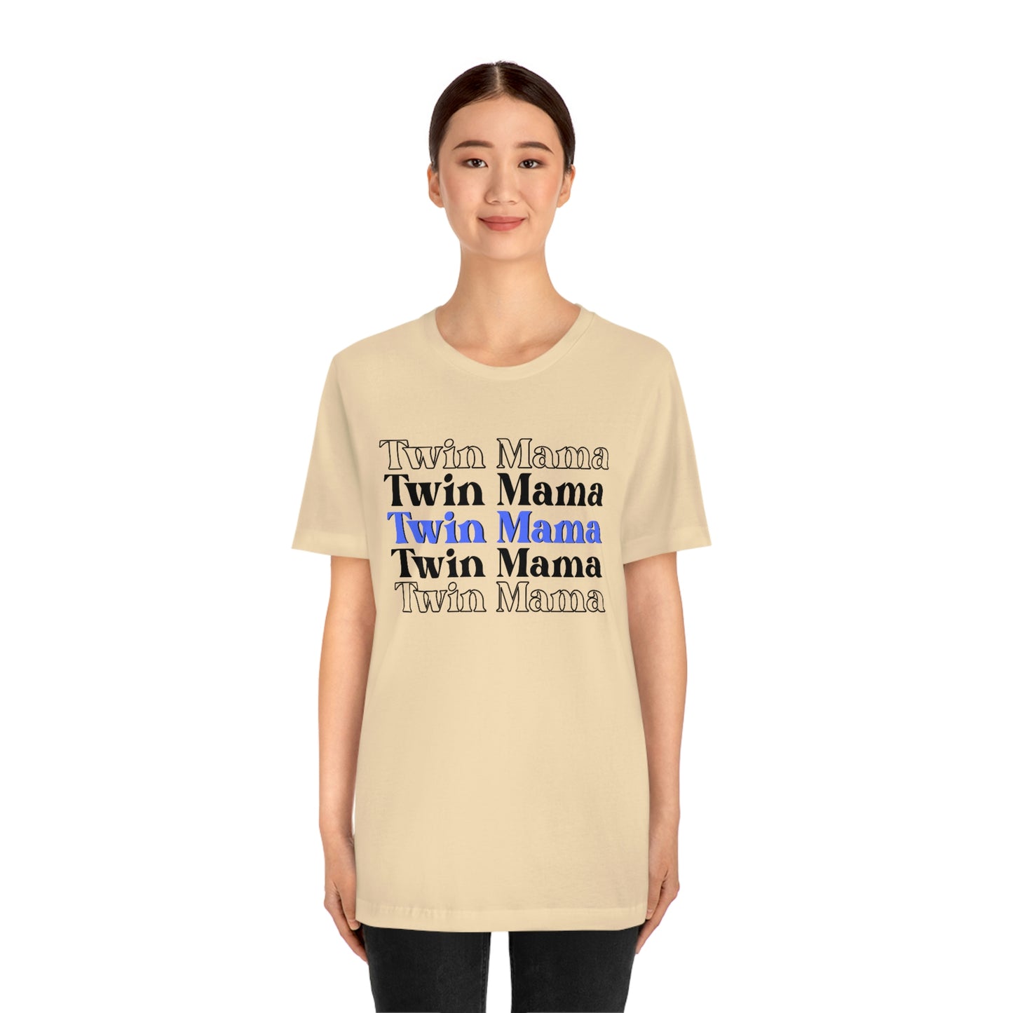 Twin Mama Blue Retro Style Unisex Jersey Short Sleeve Tee Small-3XL