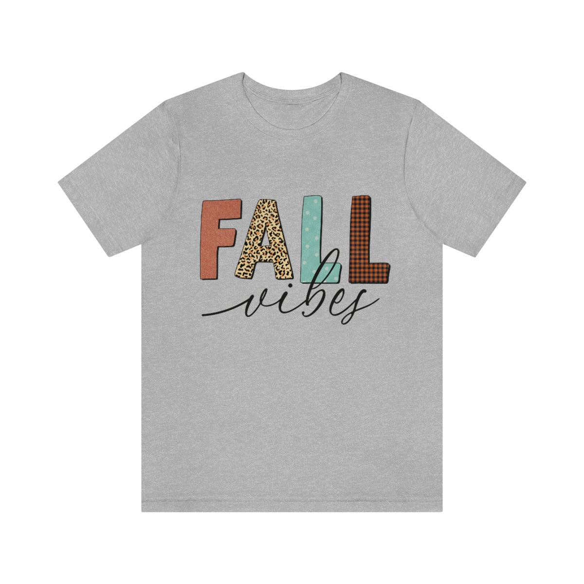 Fall Vibes with Leopard, Polka Dot and Plaid Print Unisex Jersey Short Sleeve Tee S-3XL