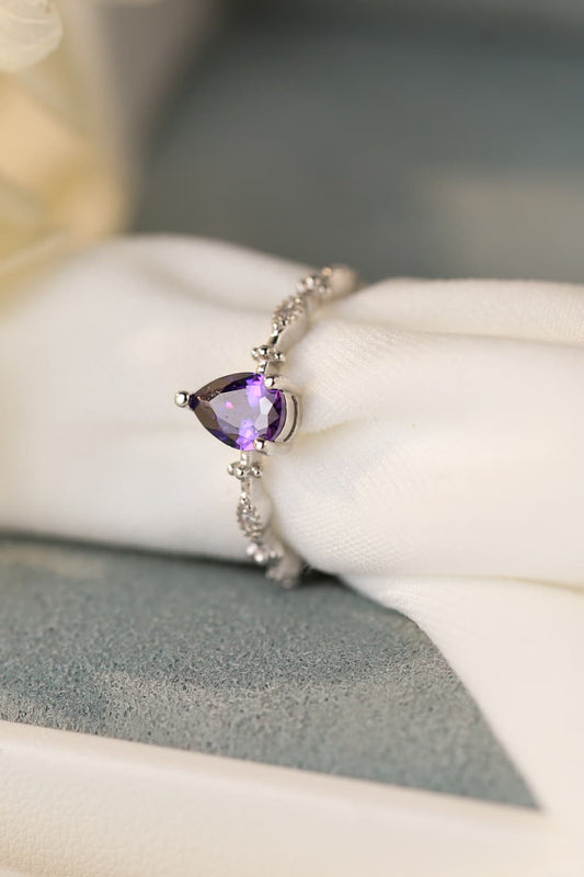 Amethyst Teardrop 925 Sterling Silver Ring