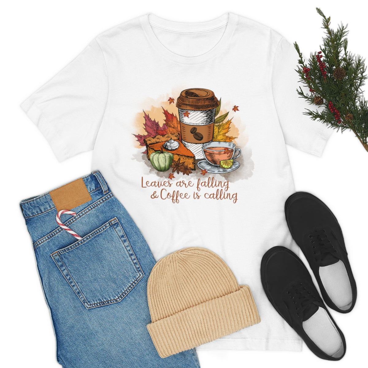 Leaves are Falling and Coffee is Calling Fall Unisex Jersey Short Sleeve Tee S-3XL