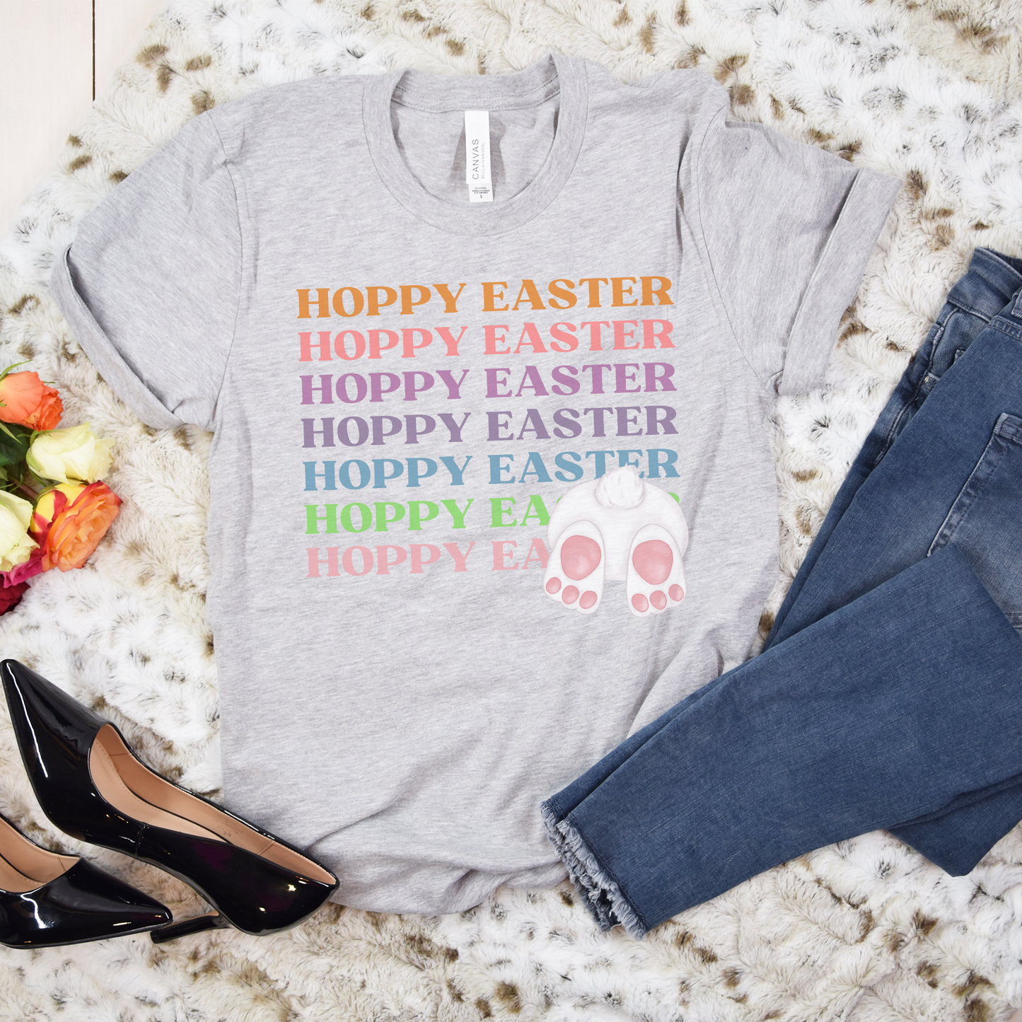 Hoppy Easter Bunny Rabbit Cotton Tail Unisex Jersey Short Sleeve Tee Small-3XL Happy Easter