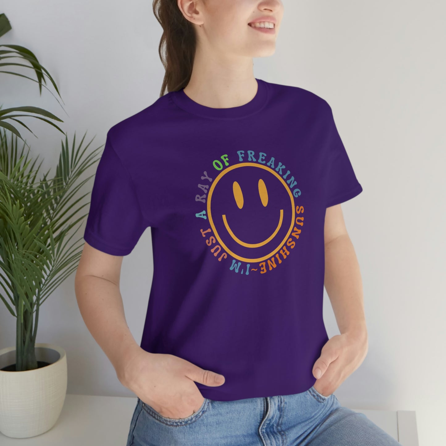 Happy Face I'm Just a Ray of Freaking Sunshine Retro Unisex Jersey Short Sleeve Tee Small-3XL