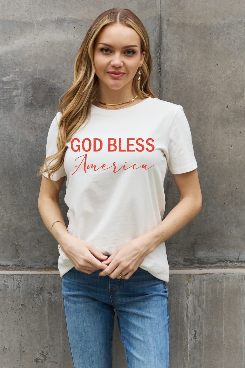 Simply Love GOD BLESS AMERICA Graphic Cotton Tee