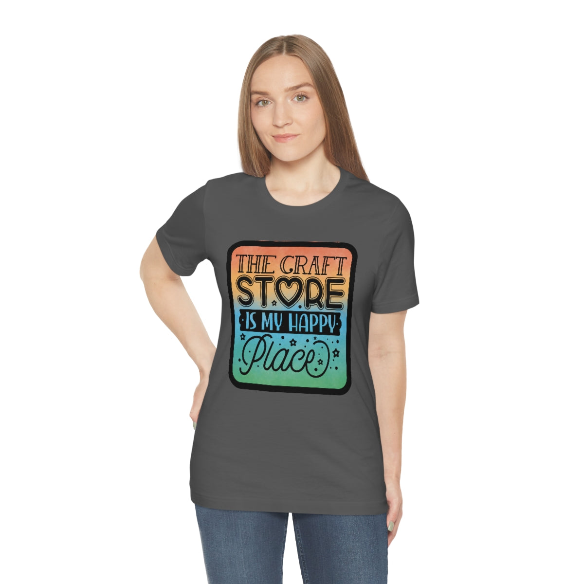The Craft Store is My Happy Place Ombre Unisex Jersey Short Sleeve Tee S-3xl