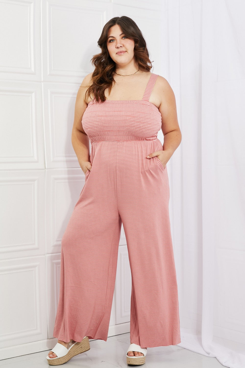 Only Exception Dusty Pink Striped Jumpsuit S-3XL