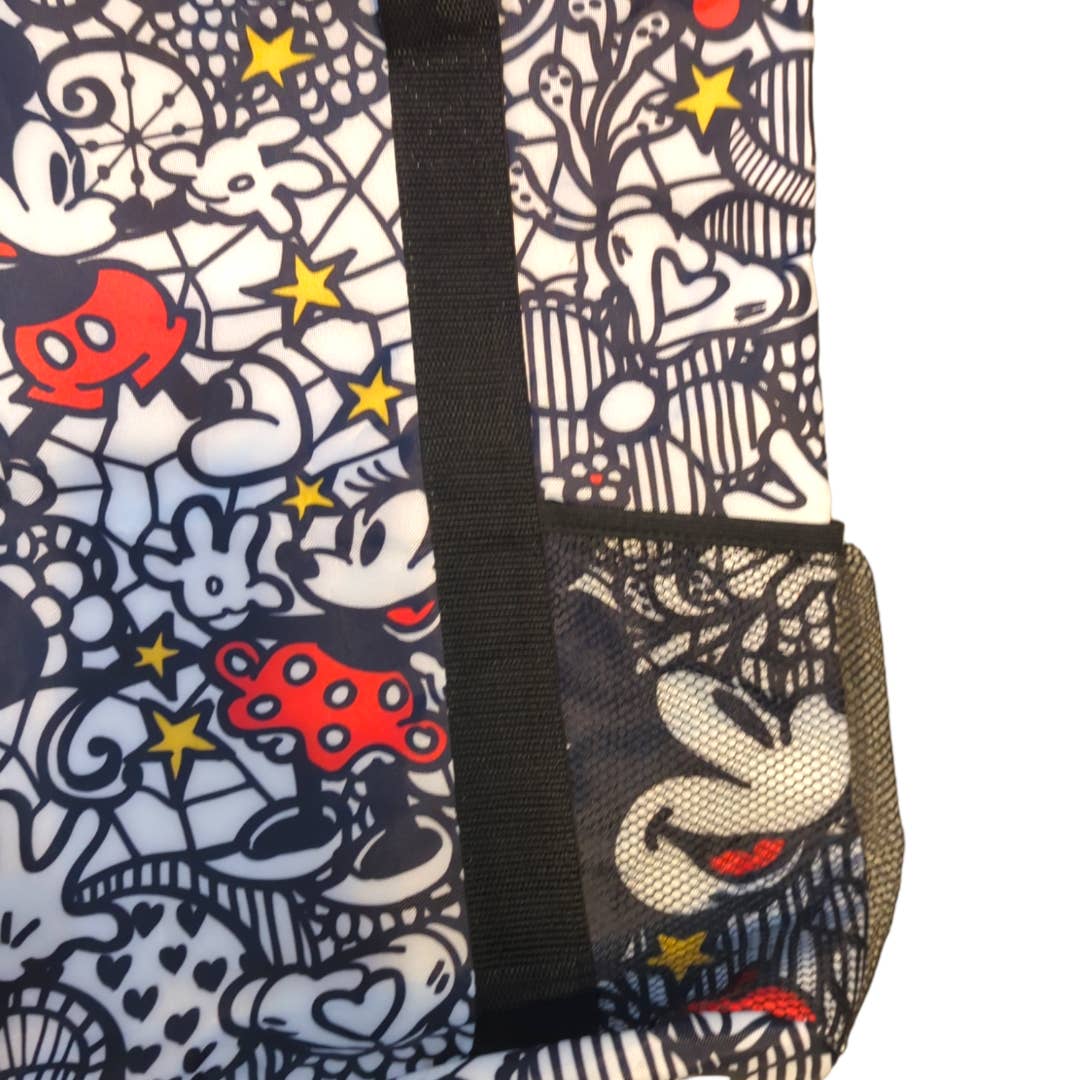 DISNEY Mickey Minnie Mouse Large Zip Top Tote with Mesh Side Pockets