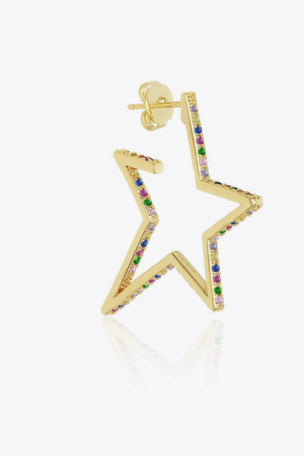 Star Gold Plated Zircon Earrings